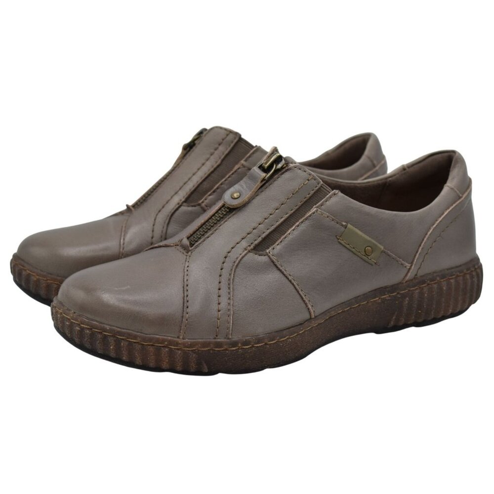 Clarks Womens Size 8 Magnolia Zip Dark Taupe Leather Casual Shoes